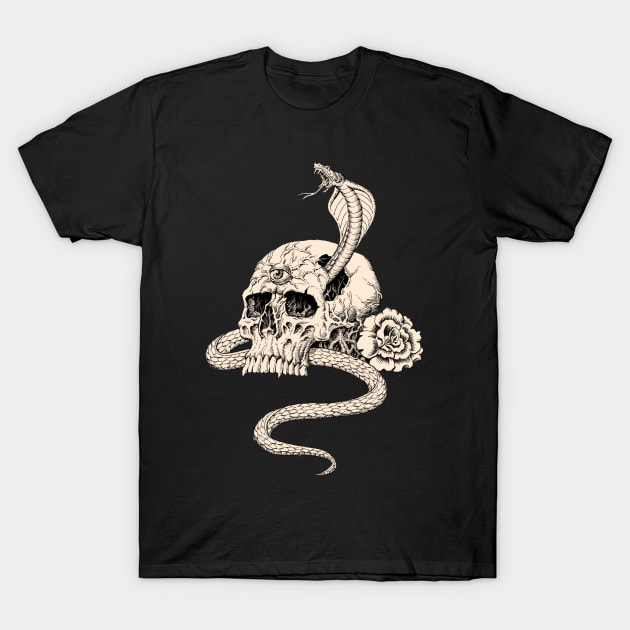 Skull and Snake T-Shirt by Paul_Abrams